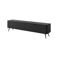TV-LOWBOARD 200 cm Schwarz - mit geriffelten Fronten und 2 Klappen - Schwarz, Holz/Holzwerkstoff (200/51/38cm) - Ravio
