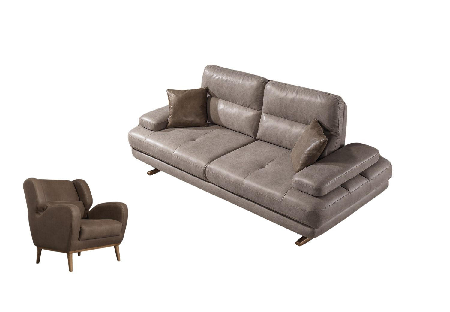 SITZGARNITUR Energy Grau-Seidengrau Stellvariante:3+1 - Braun, Holz (235/90/105cm) - Villa Möbel