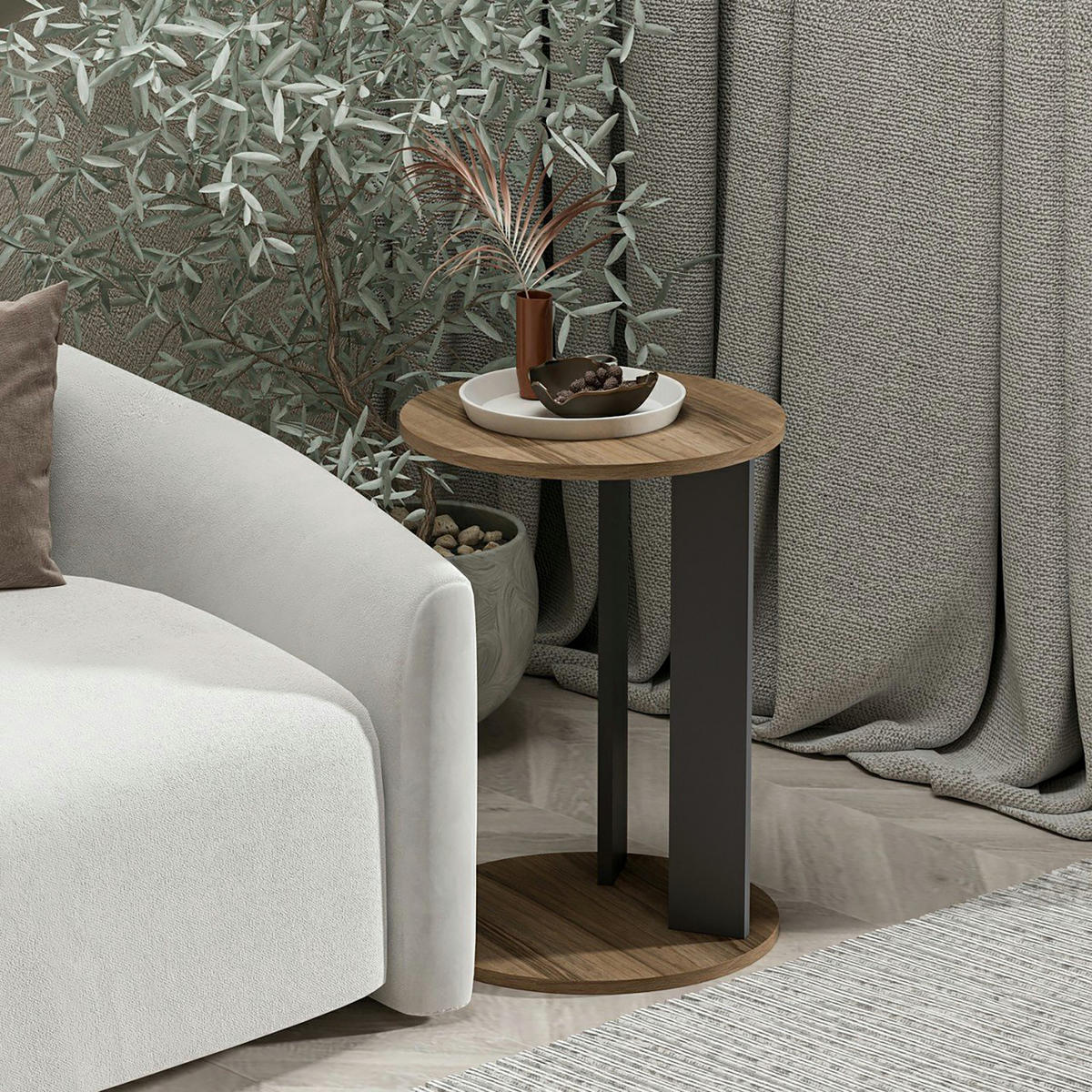 BEISTELLTISCH Frederiksberg - Walnussfarben, Holzwerkstoff (34/34/64cm) - [en.casa]