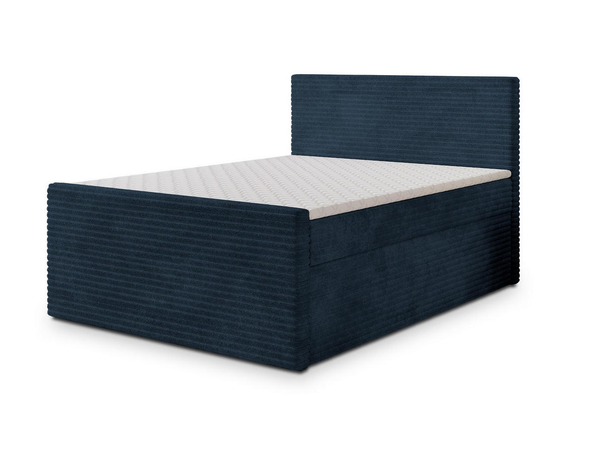 BOXBETT NOLEN 160x200 cm mit Matratze und Topper - Blau - Blau, Holz (160/200cm) - MASSENO