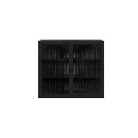 KÜCHENOBERSCHRANK 70x23x60 cm Schwarz aus Metall & Glas mit gewebtem Design & 3 Ablagen - Schwarz, Glas (70/60/23cm) - Modfu