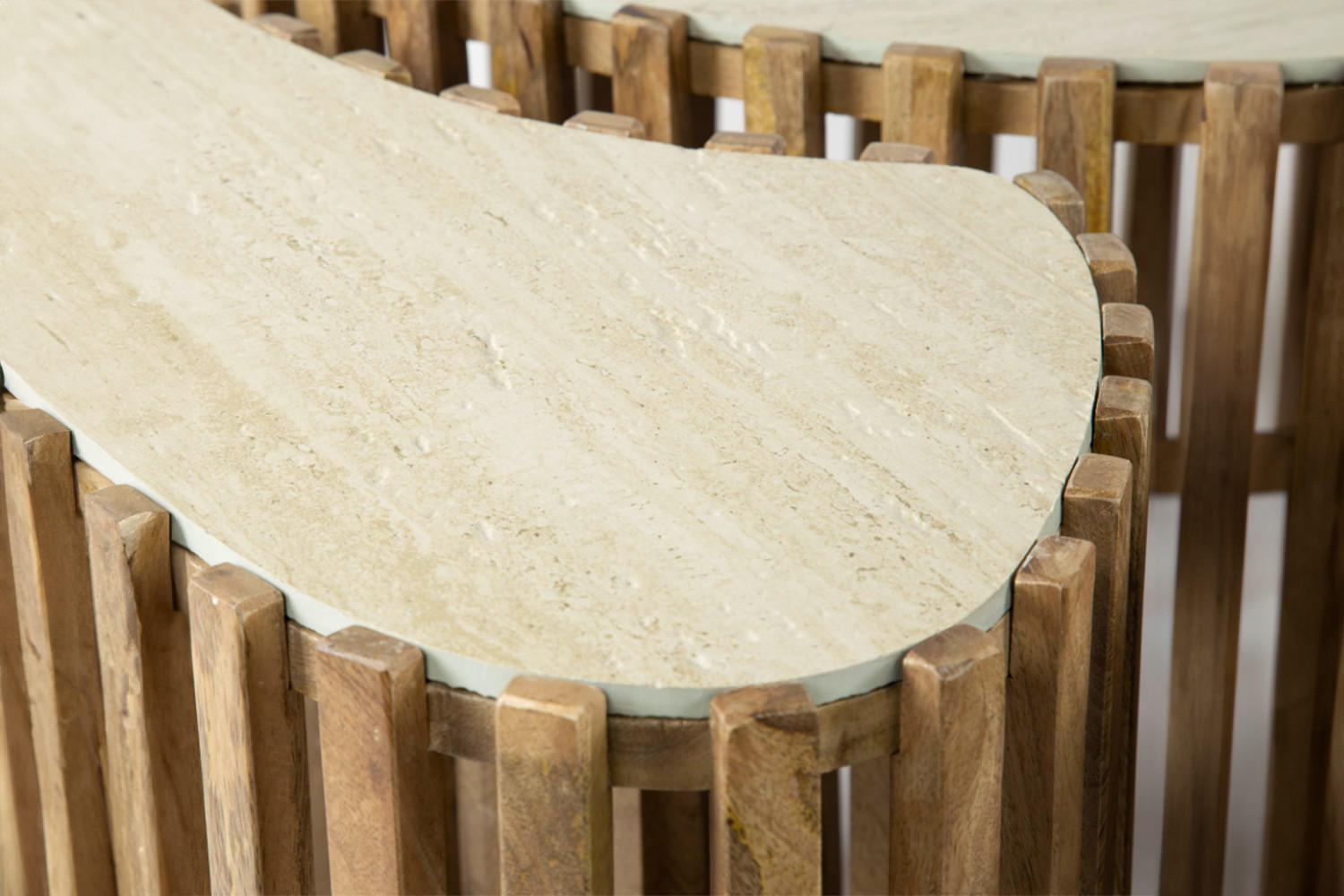 COUCHTISCH-SET LIMAY Weiß Keramik - Braun/Weiß, Mangoholz/Keramik (90/52/40cm) - KAWOLA