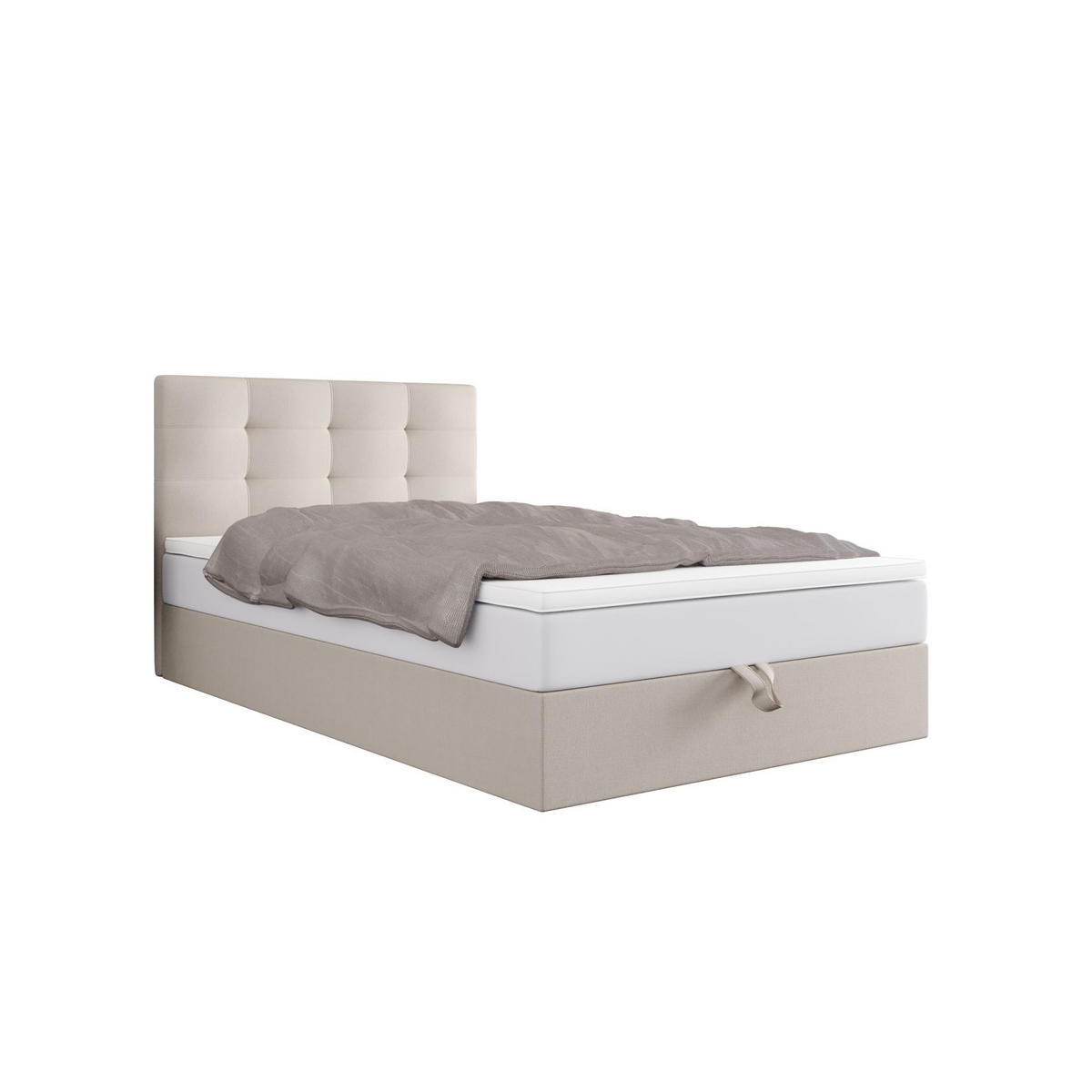 BOXBETT DUO 1 100x200 Cosmic 10, mit Matratze H3 und Topper, Beige - Beige, Holz/Kunststoff (100/200cm) - Bedante