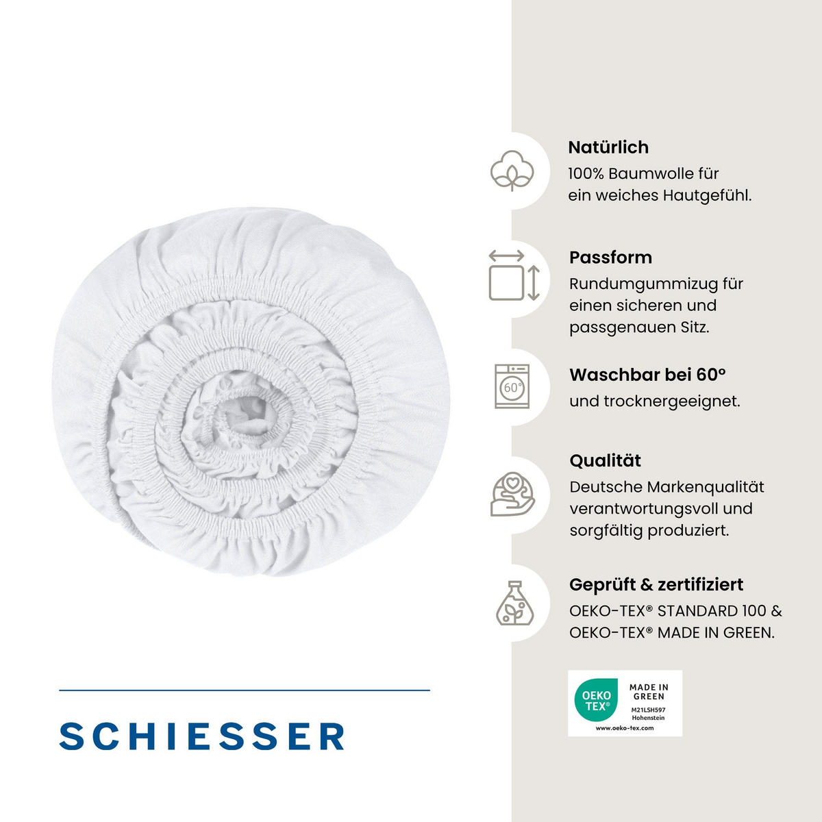 SPANNBETTLAKEN Jessi 100% Baumwolle 150x200 cm Weiß - Weiß, Textil (150/200cm) - SCHIESSER