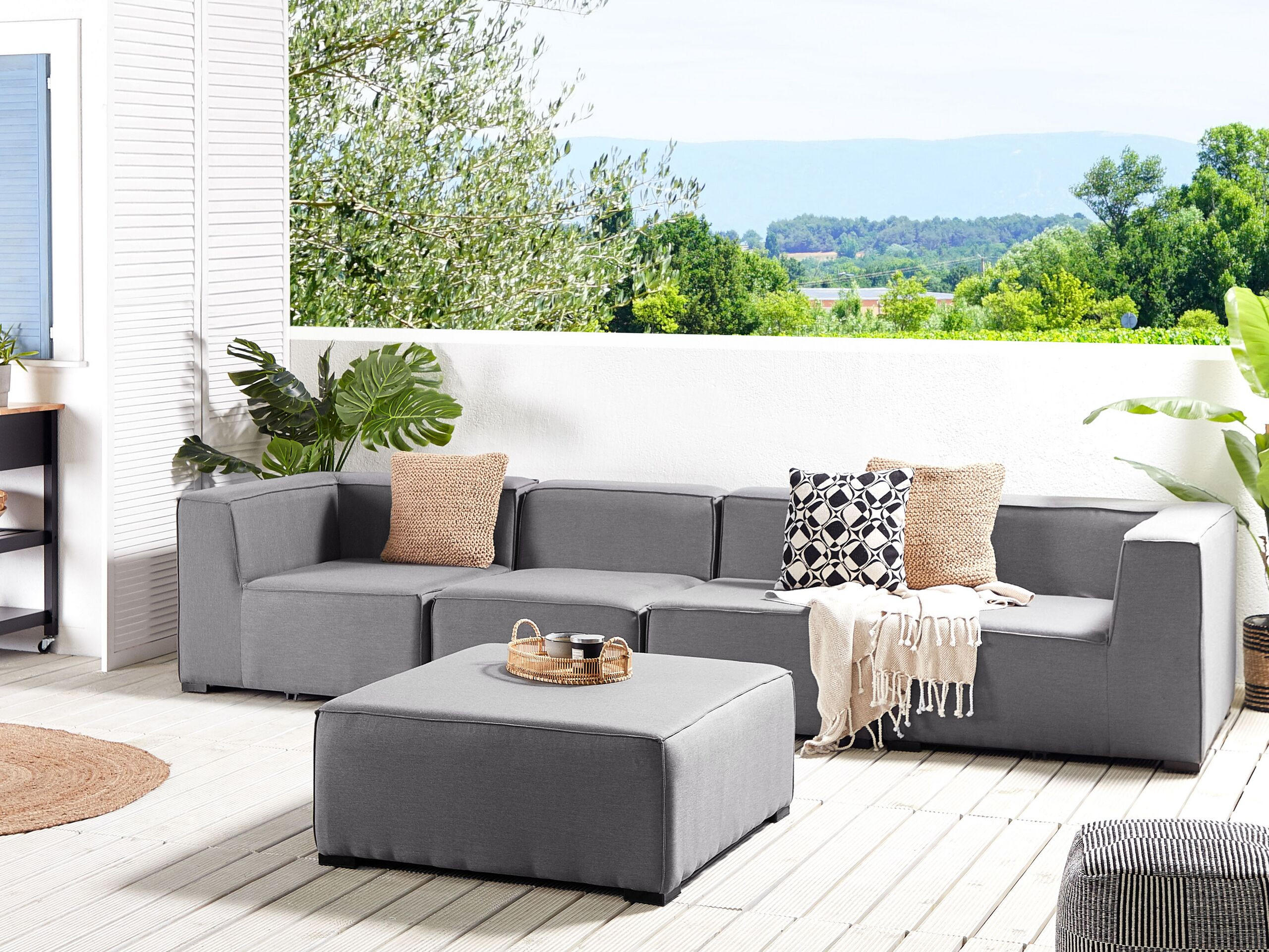 LOUNGE SET 4-Sitzer grau modular Arezzo - Grau, Textil - Beliani