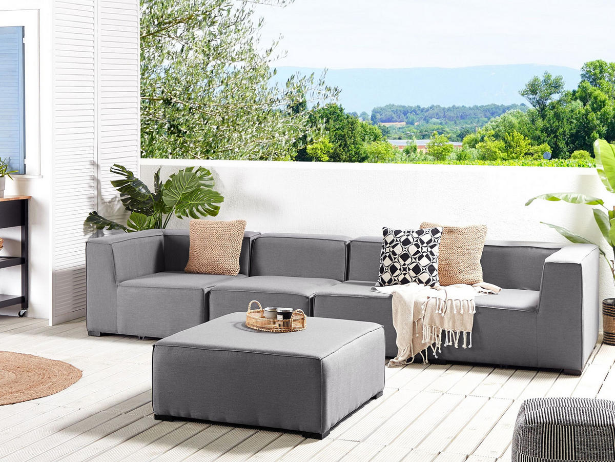 LOUNGE SET 4-Sitzer grau modular Arezzo - Grau, Textil - Beliani