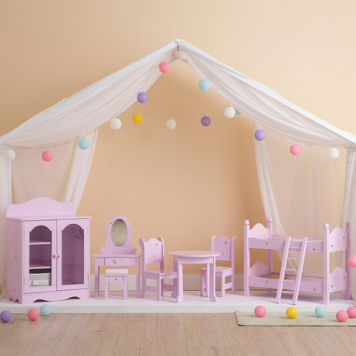 PUPPENBETT aus Holz, Rosa, 44cm - Pink, Holzwerkstoff (27/44/51cm) - Teamson Kids