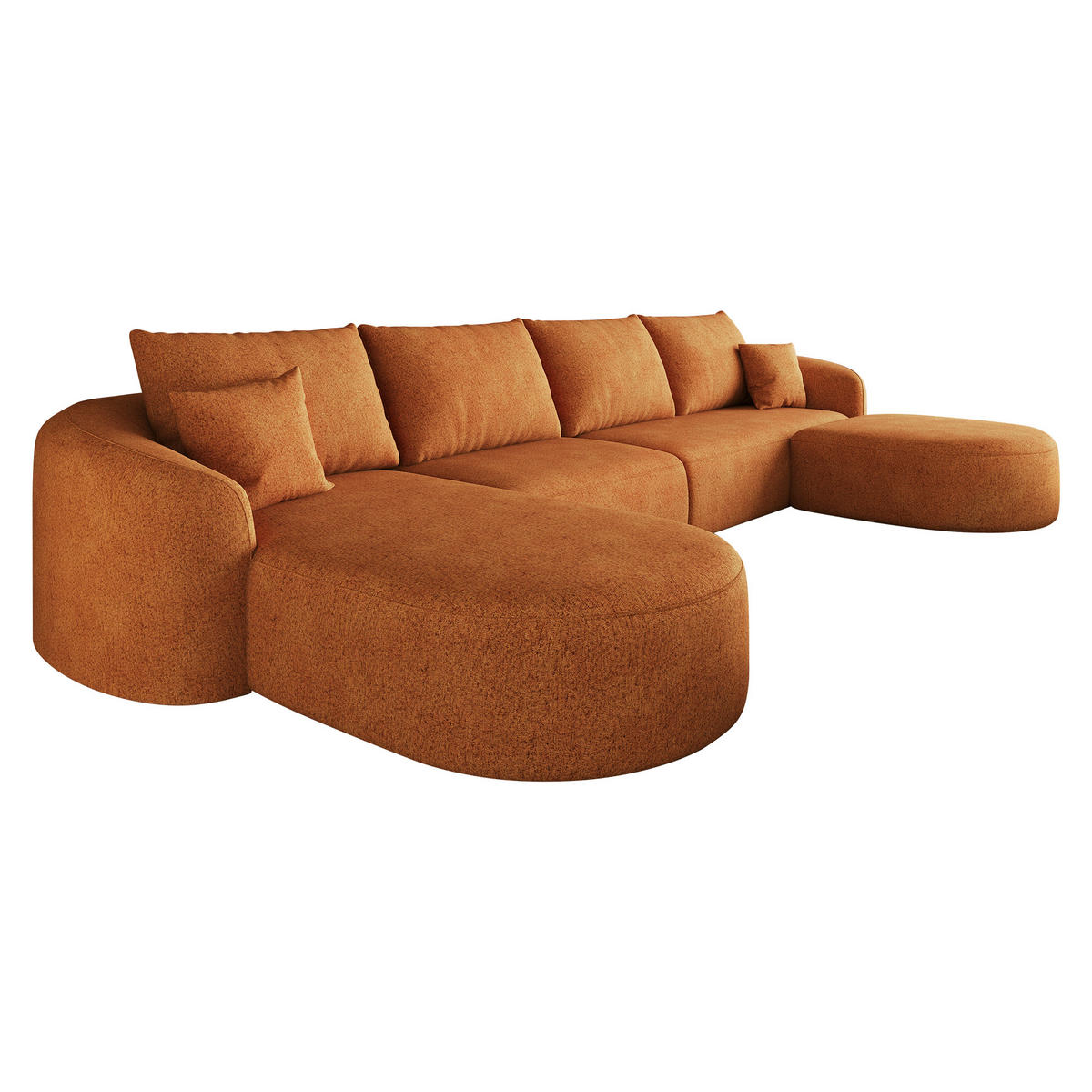 WOHNLANDSCHAFT Links, 3-Sitzer U-Form 336 cm ohne Montage, DE-34817, Orange - Orange, Textil (336/85/168cm) - ComfortXL