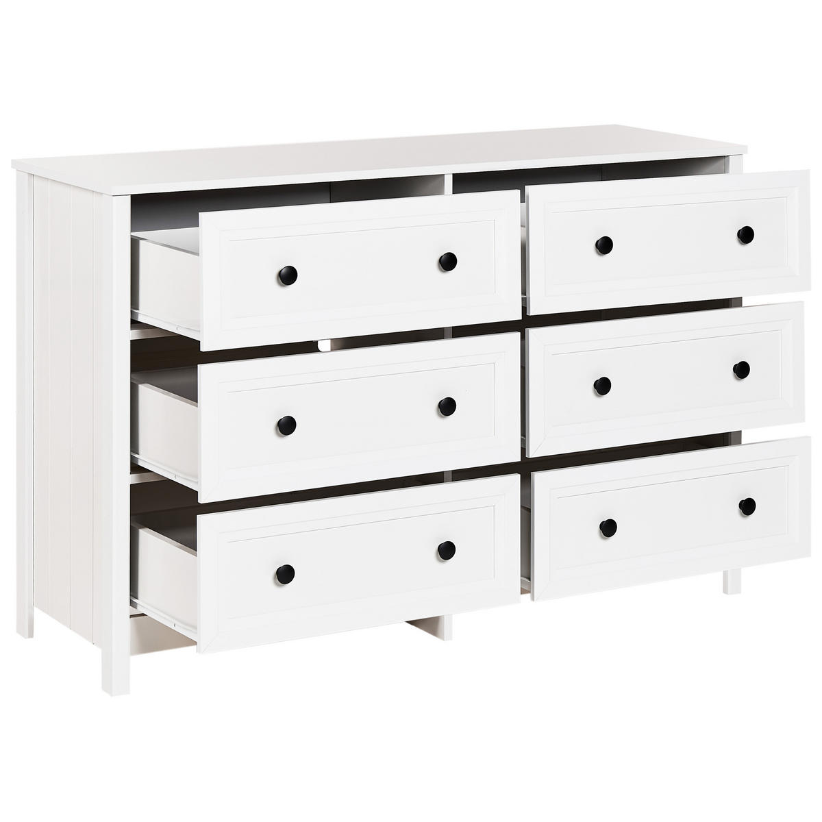 KOMODA s 6 zásuvkami Bílá Hazelvale - bílá, kompozitní dřevo (120/80/45cm) - Beliani