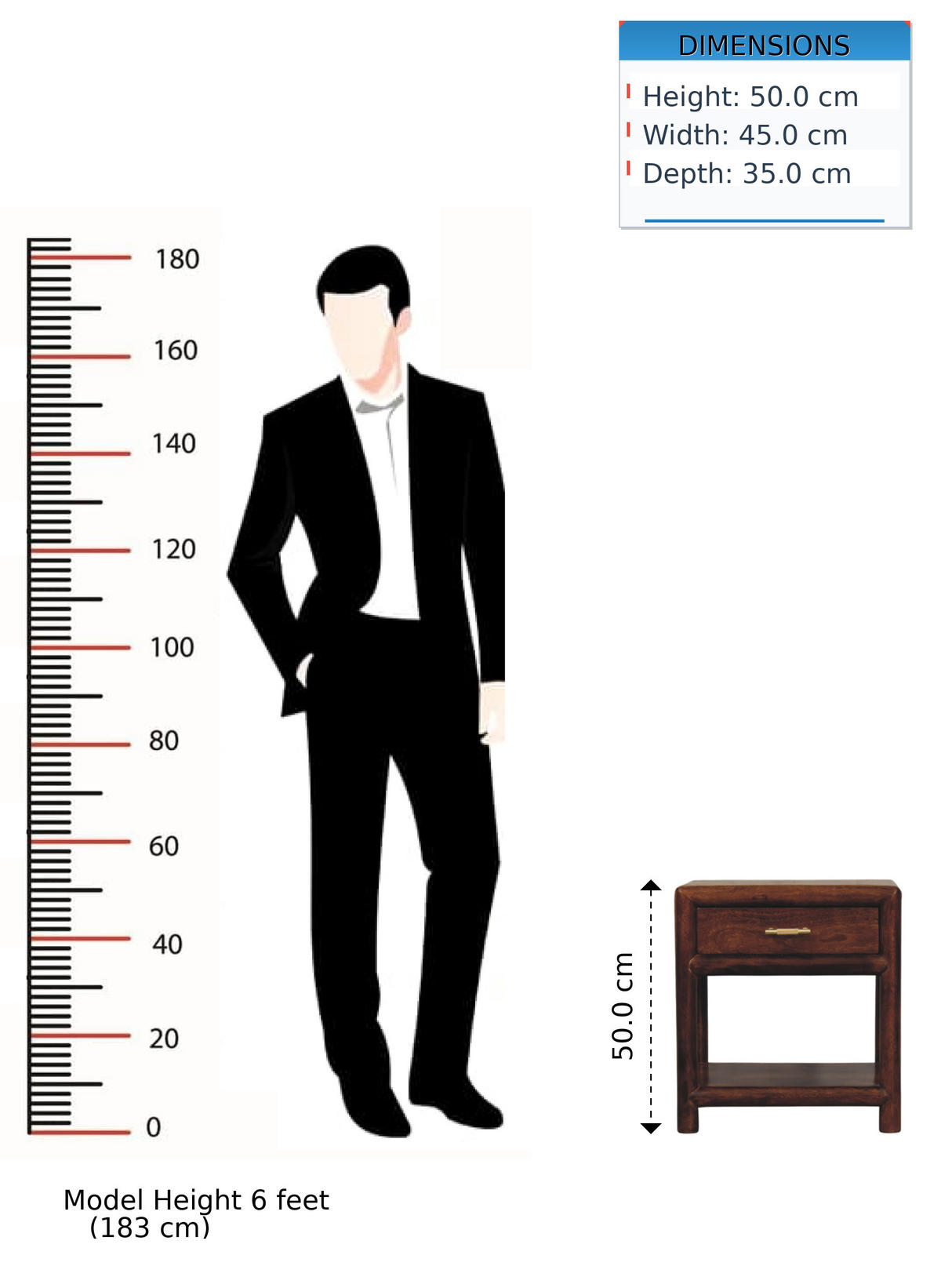 NACHTTISCH mit Kastanien-Finish, 1 Schublade, 1 offene Ablage, dunkelbraun - Dunkelbraun, Holz (45/50/35cm) - Artisan Furniture