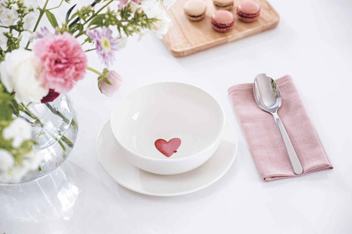 MÜSLISCHALEN SENDING LOVE With Love weiß-rot ø 16,9 cm 4er Set - Rot/Weiß, Keramik (16.9cm) - Villeroy & Boch
