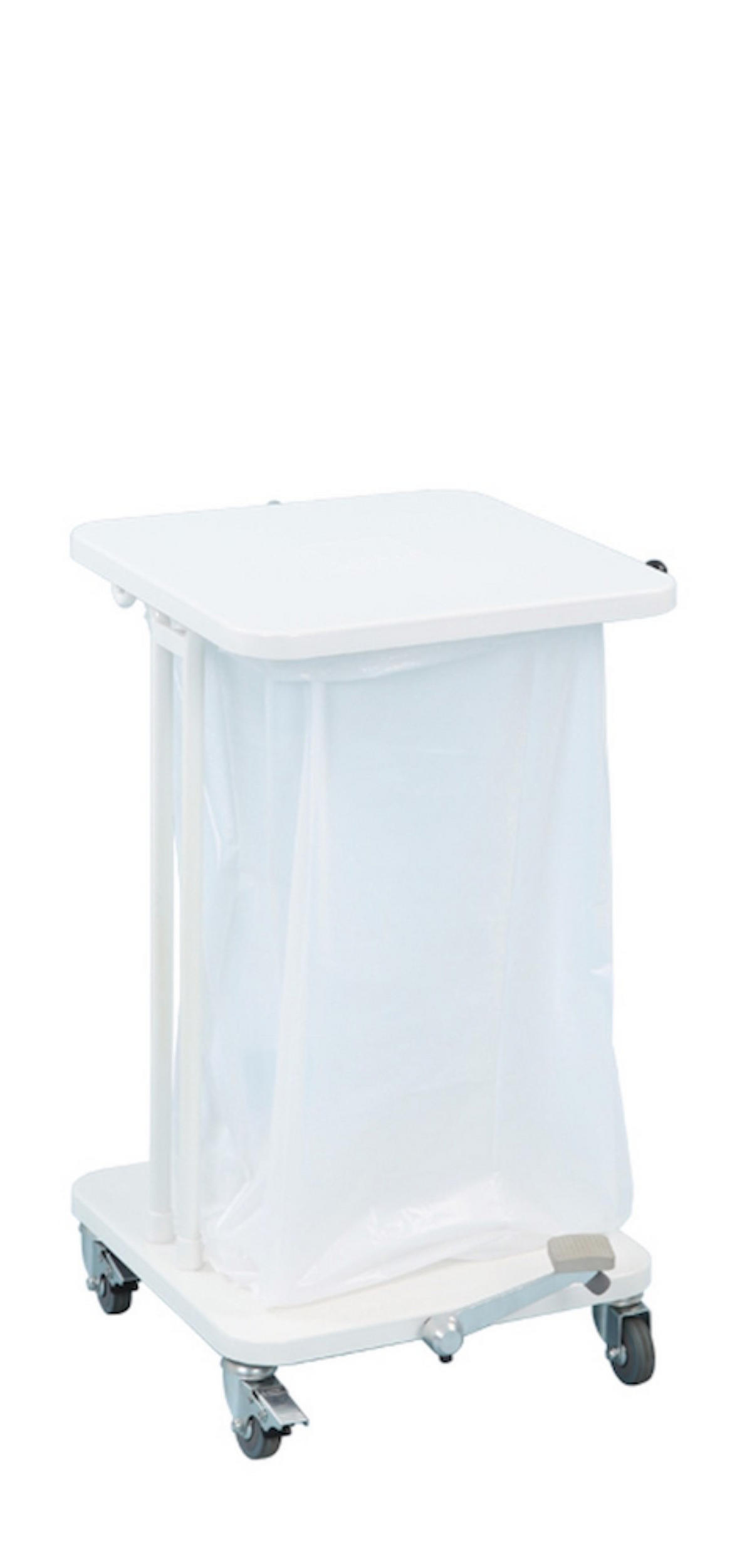 MÜLLEIMER Abfallsackständer Mit Deckel und Fußpedal 40 Liter 60 x 37 x 43 cm Weiß - Weiß, Metall (37/60/43cm) - PROREGAL