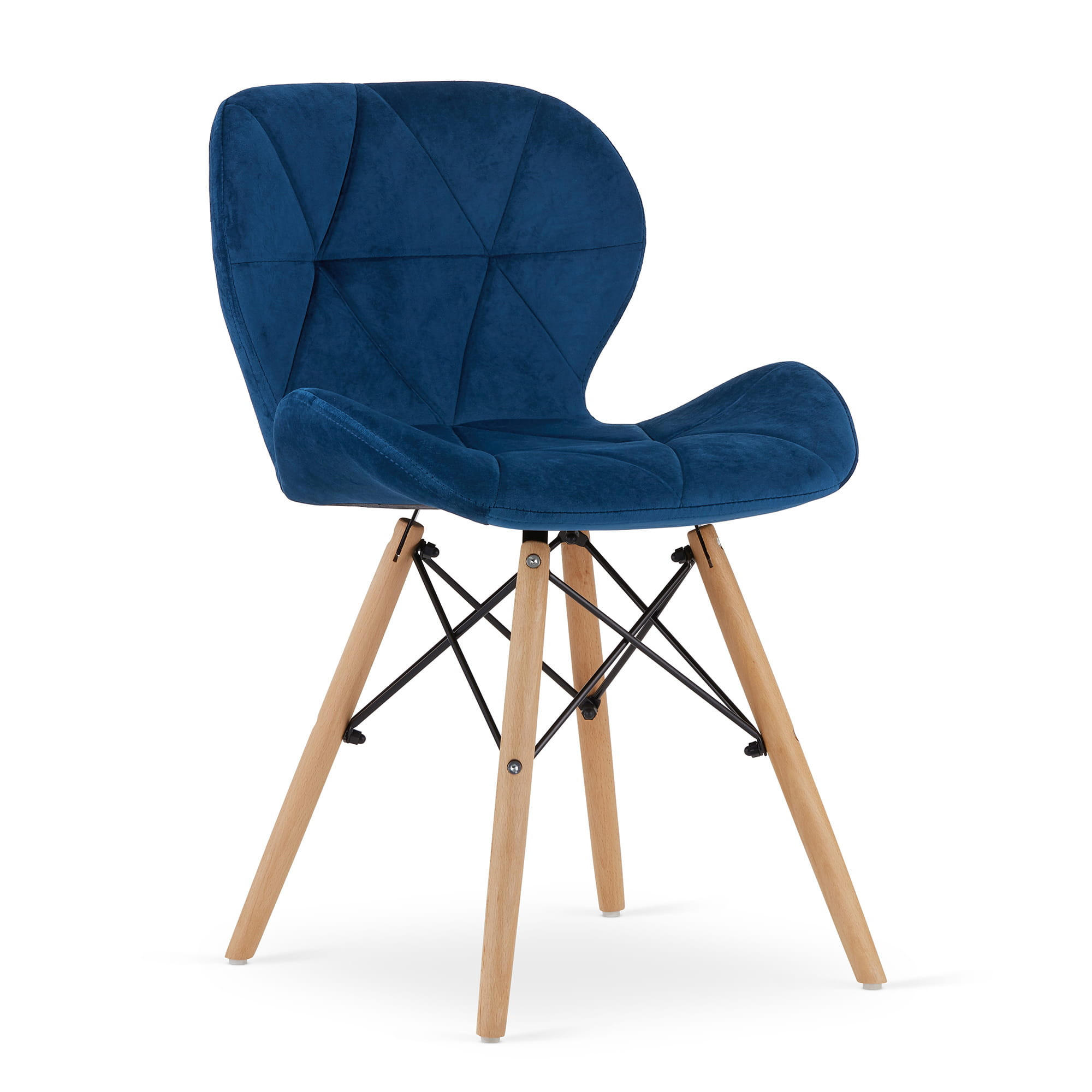 STUHL AMATRICE 1 Stück, Blau, mit Samtstoff gepolstert - Blau, Holz/Textil (48/74/53cm) - Komodee
