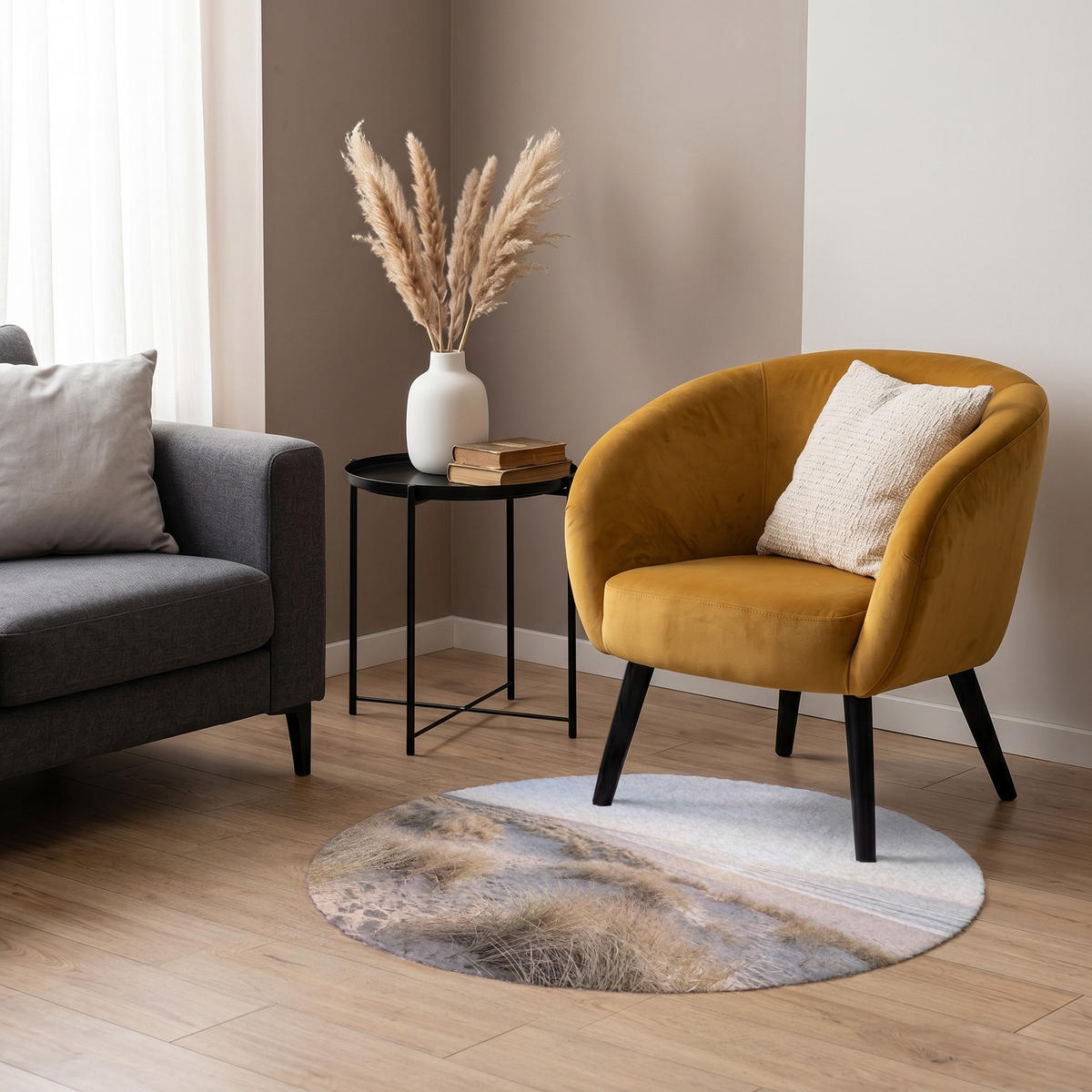 KOBERCE - Duny - Pláž - Béžová - 90x90 cm - piesková, textil/plast (90/0.4cm) - OnlyWow