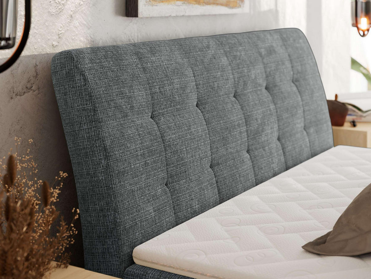 BOXBETT DAGOS 200/200 - Grau Schenille grob gewebt - H4 - Topper Visco - Grau, Textil (200/200cm) - MKS