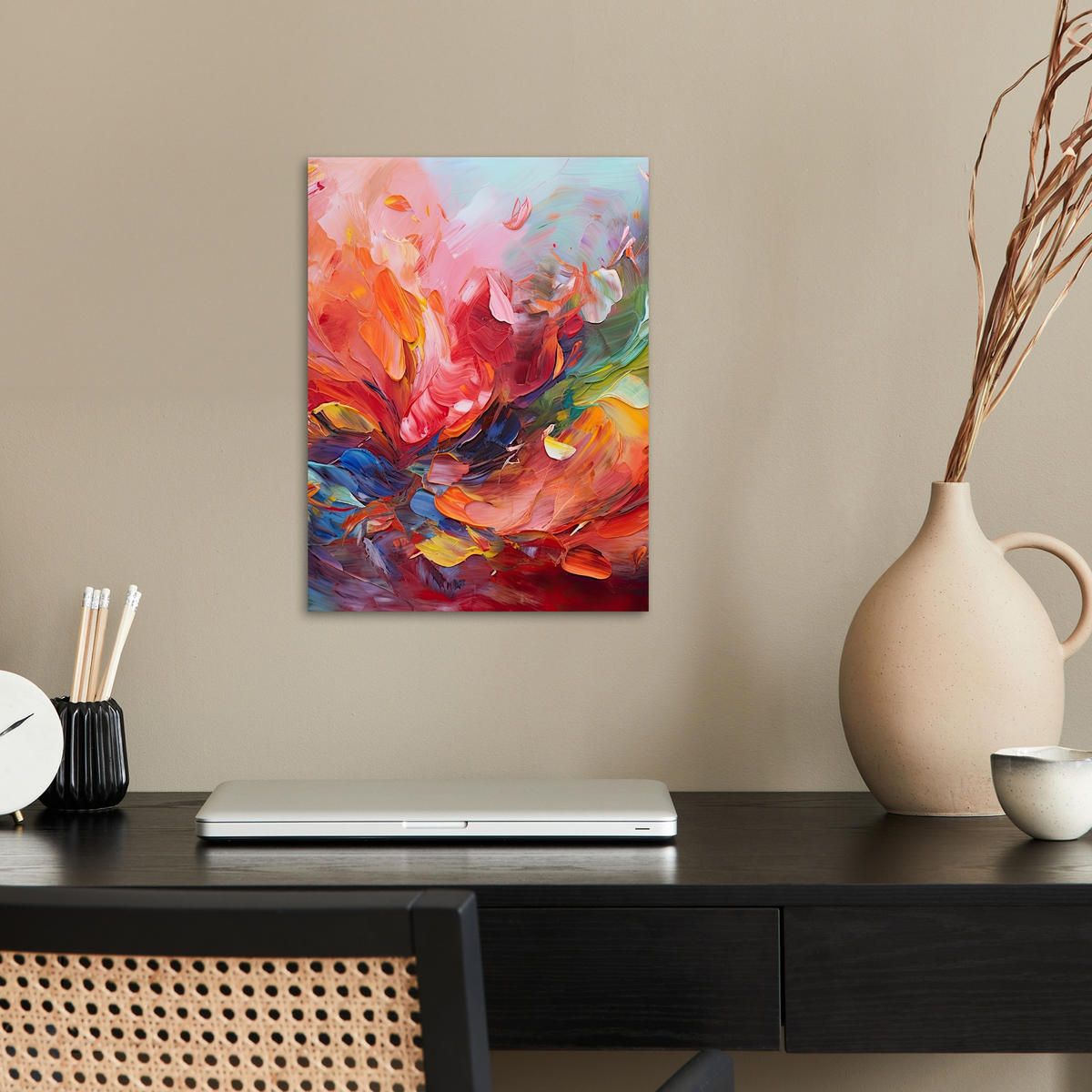 POSTER Ölgemälde - Kunst - Abstrakt - Farbenfroh 30x40 cm - Altrosa, Papier (30/40/0.1cm) - MuchoWow