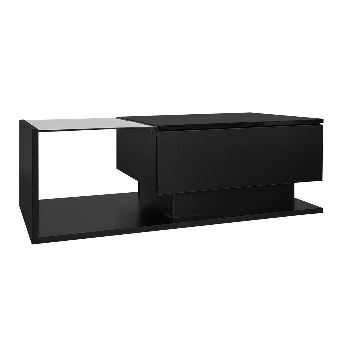 COUCHTISCH 100/50/32 cm schwarz mit Glasplatte und LED-Beleuchtung - Schwarz, Holzwerkstoff (100/50/32cm) - OKWISH
