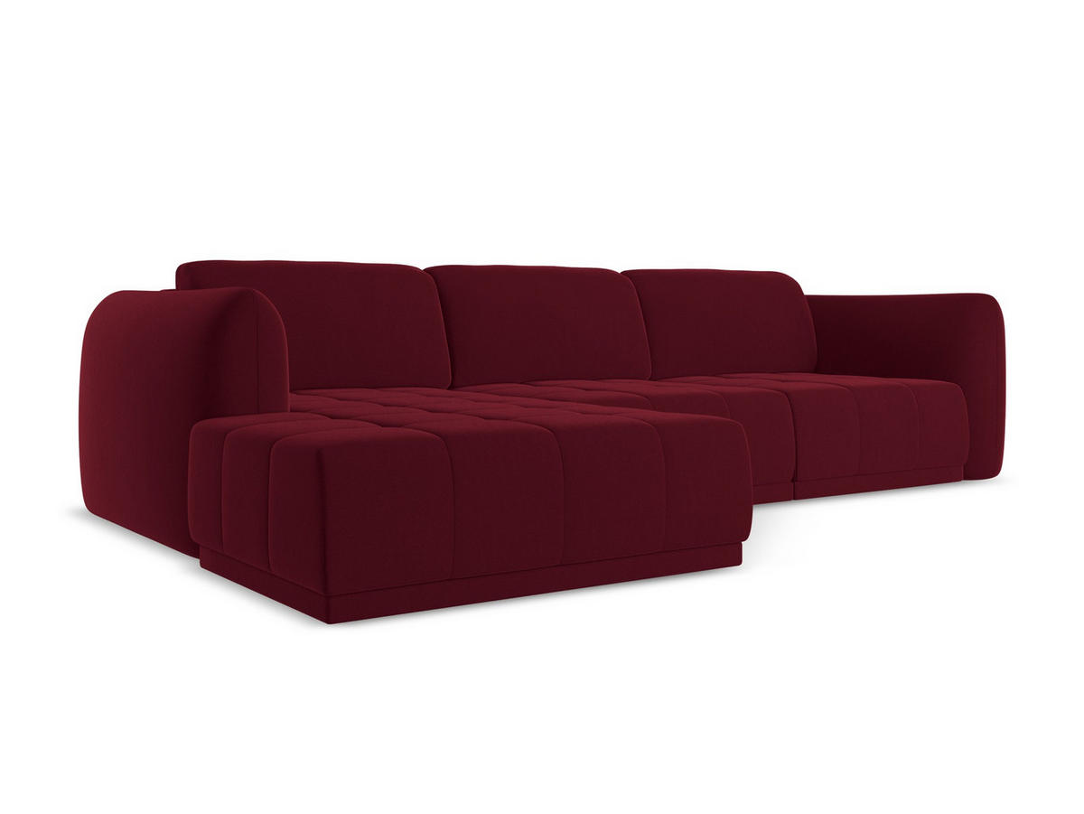 ECKSOFA Links Samt Stoff Rot - Bordeaux/Rot, Kunststoff/Textil (170/290cm) - Makamii
