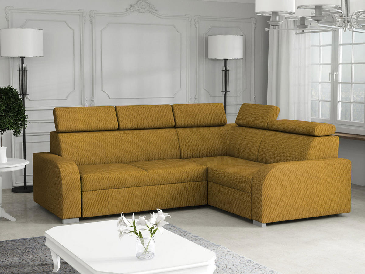 ECKSOFA Oslo 2rR1 80 - Gelb/Silberfarben, Holz/Kunststoff (250/200cm) - MIRJAN24