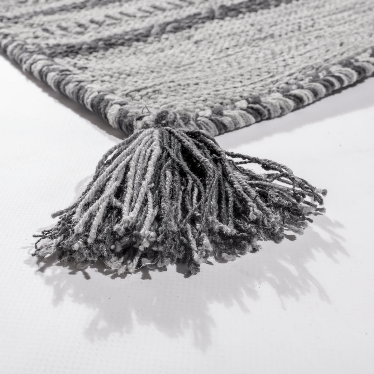 BAUMWOLLTEPPICH Boho wendbar schmutzabweisend Grau Rechteckig 120x170 - Grau, Textil (120/170cm) - KADIMA DESIGN