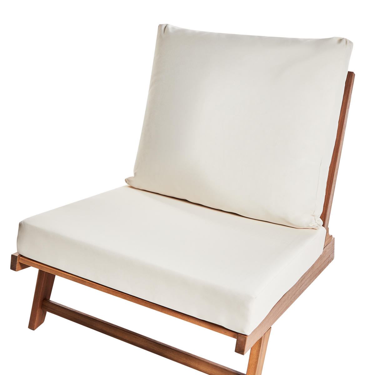 GARTENSTUHL 2er Set Heller Holzfarbton Micciano - Hellbraun/Weiß, Holz (70/71/91cm) - Beliani