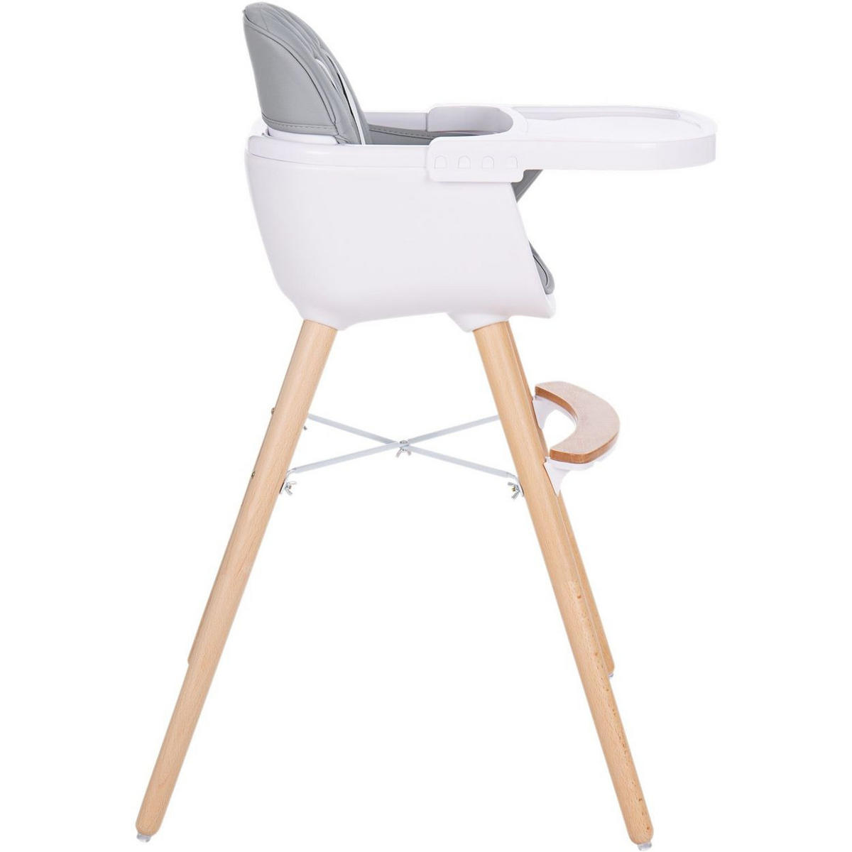 HOCHSTUHL 2 in 1 Woody grau Kinderstuhl, Tisch verstellbar, Gurt - Grau, Kunststoff (55/83/55cm) - Kikka boo