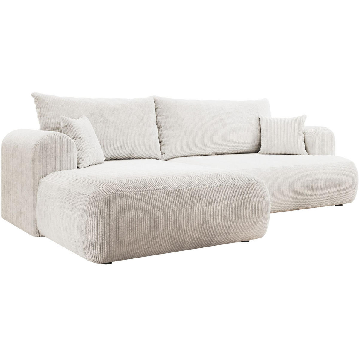 ECKSOFA Ovo Cord mit Cordbezug Weiß, links - Schwarz/Weiß, Textil (260/165cm) - Selsey