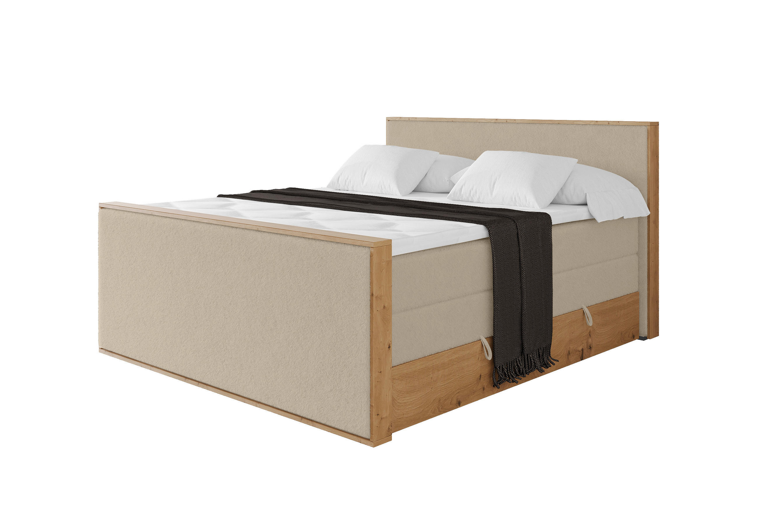 BOXSPRINGBETT LOLLI9 -Z-KING 160x200 - H3/H4 Creme - Champagner, Holzwerkstoff (160/200cm) - ALTDECOR