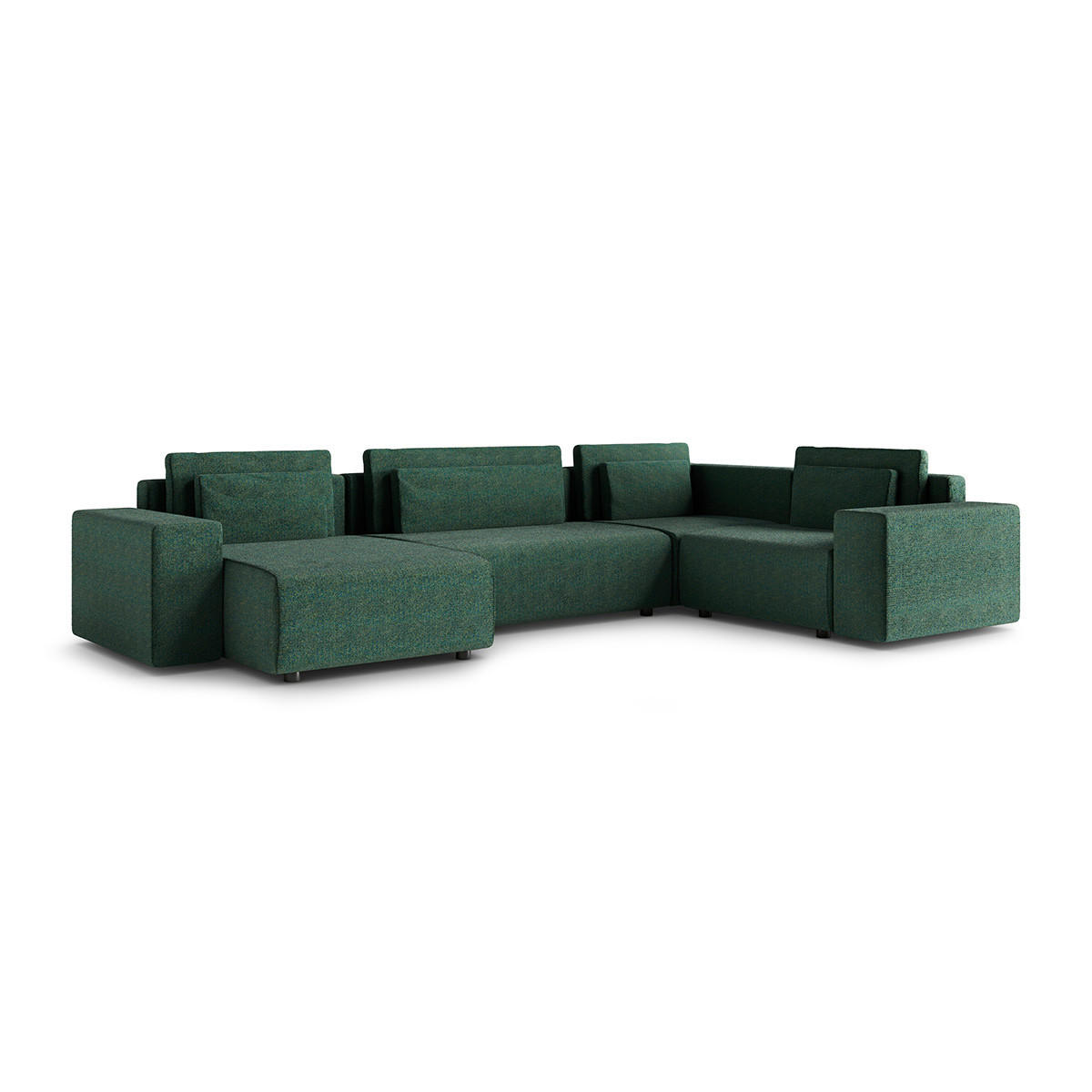 PANORAMASOFA Lorenzo 5 Sitzplätze Grün - Grün, Holz (378/85/236cm) - Petits-meubles
