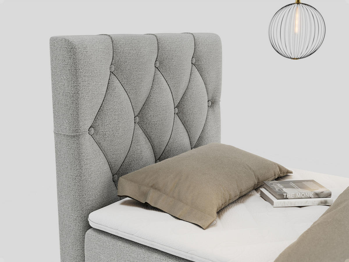 BOXBETT ALDA 90/200 Hellgrau Struktur - H4 - Links Seite - Hellgrau, Holz/Textil (90/200cm) - MKS