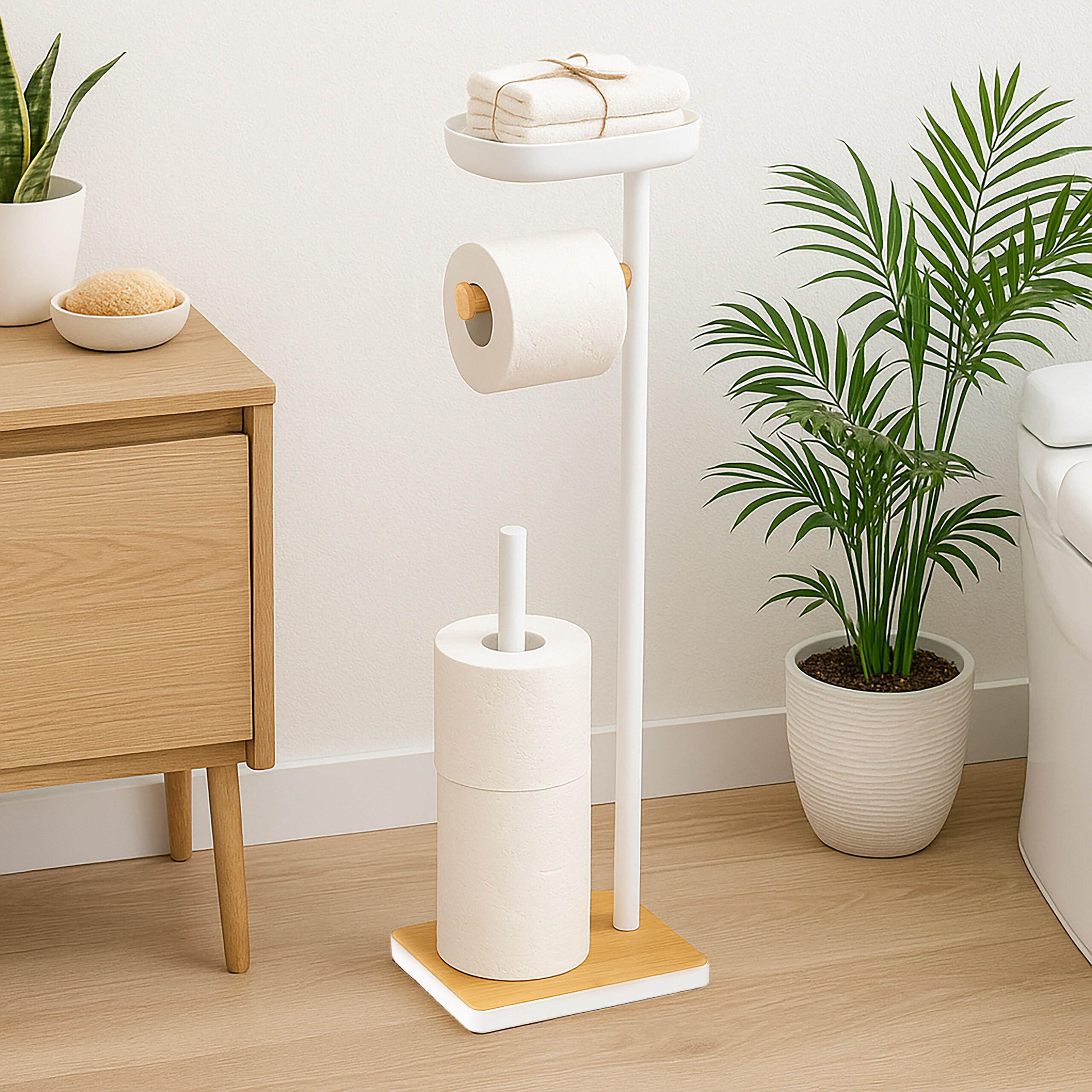 TOILETTENPAPIERHALTER - Weiß, Holz/Kunststoff (20.5/68/16cm) - Relaxdays