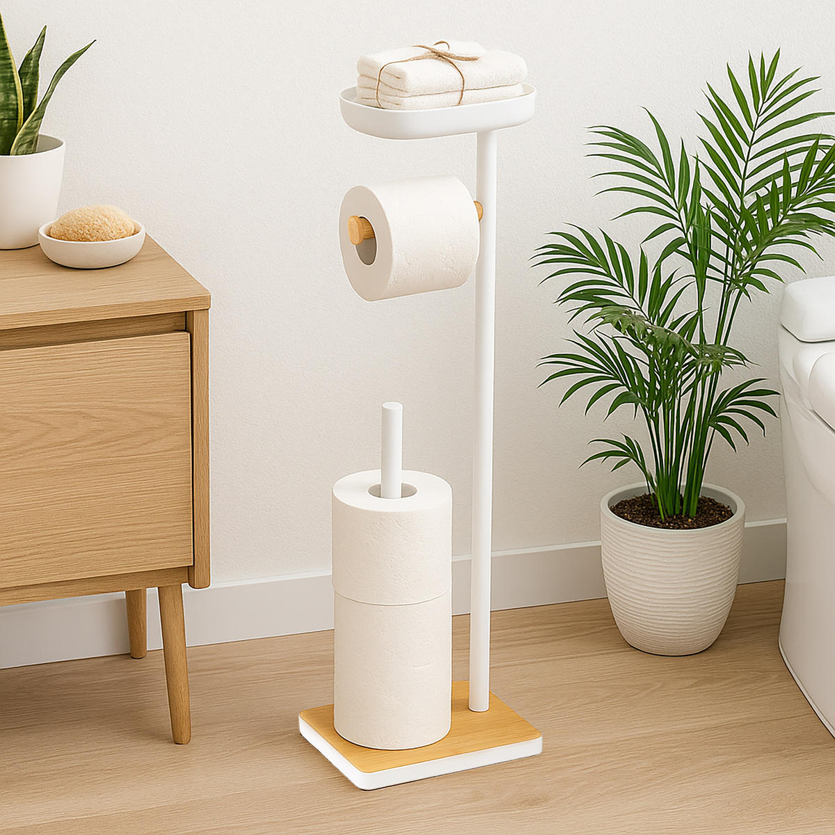 TOILETTENPAPIERHALTER - Weiß, Holz/Kunststoff (20.5/68/16cm) - Relaxdays