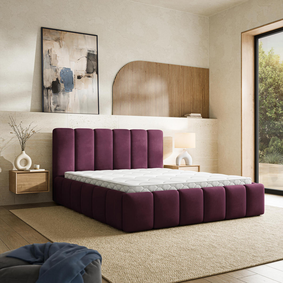 ČALOUNĚNÁ Postel RANIS 160x200 cm Fialová - fialová, kompozitní dřevo/textil (160/200cm) - MASSENO