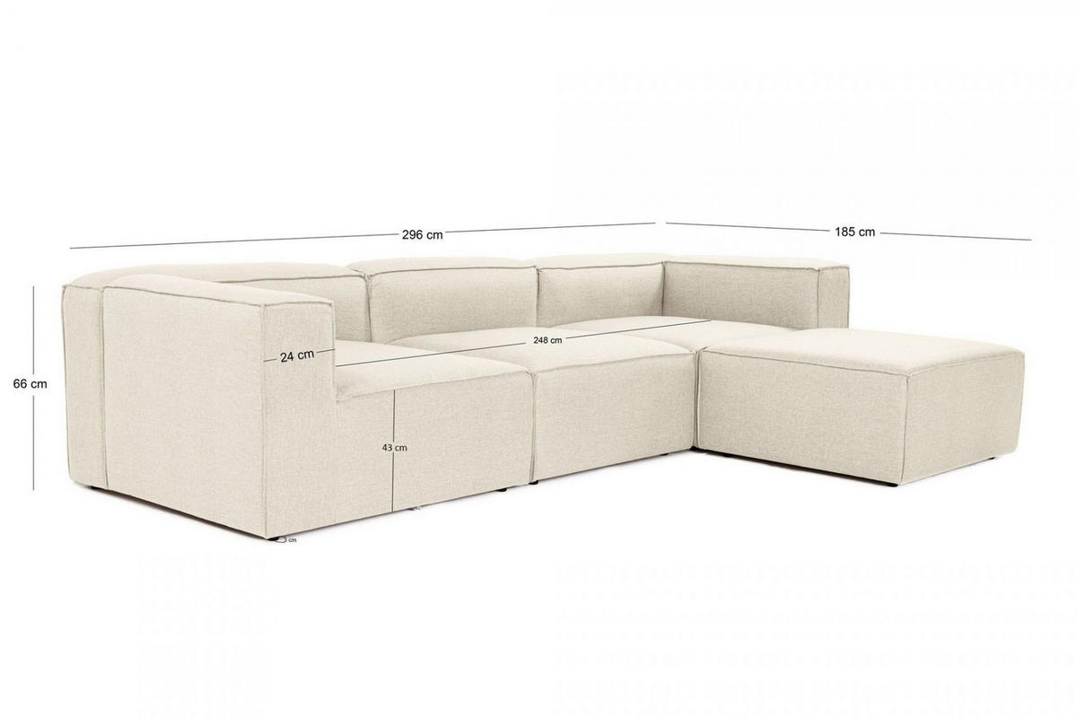 ECKSOFA beidseitig montierbar - Beige/Schwarz, Holz/Kunststoff (296/185cm) - myHomelando