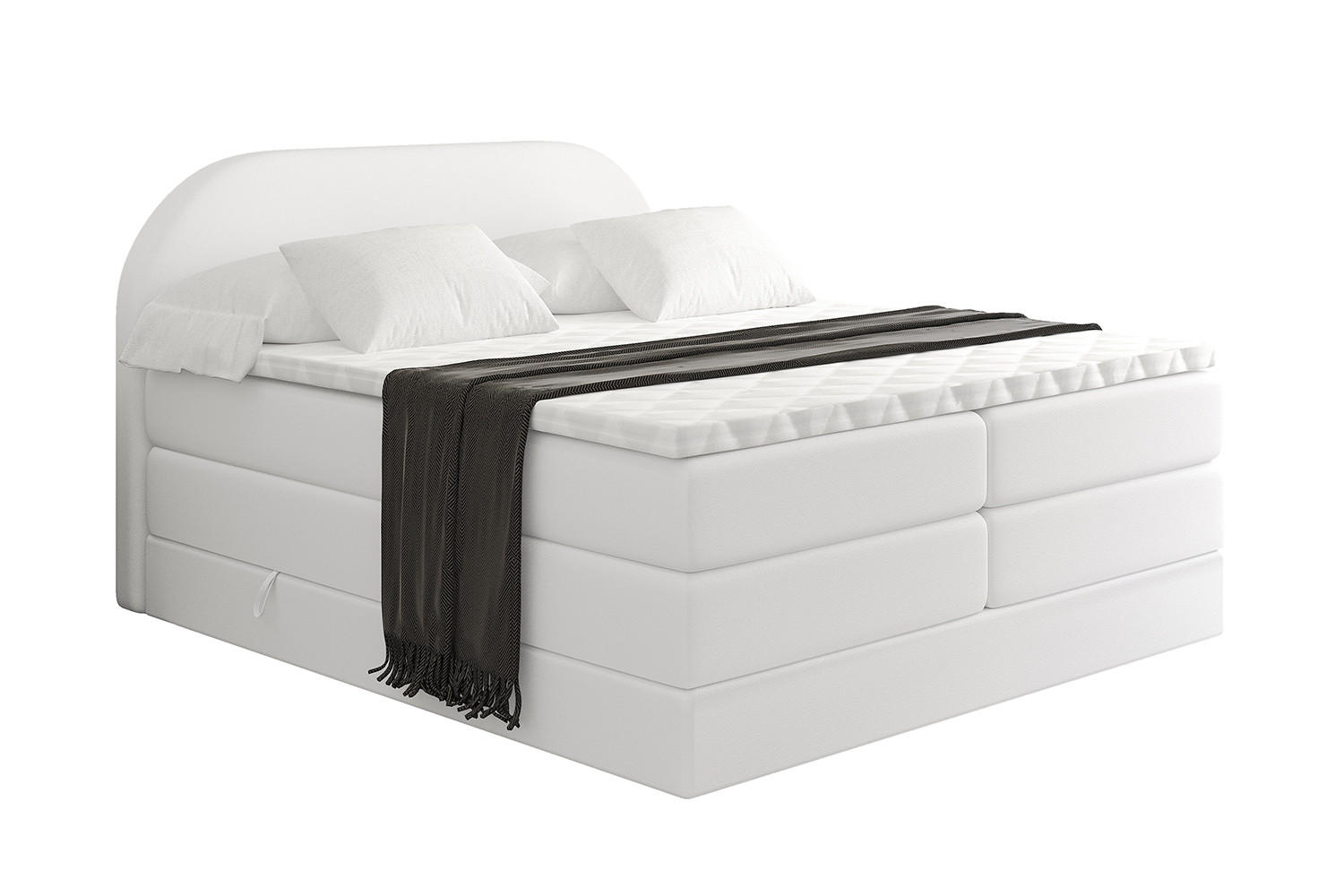 BOXSPRINGBETT mit Matratze und Lattenrost - NOX KING-160x200 - Weiß - Weiß, Holzwerkstoff (160/200cm) - ALTDECOR