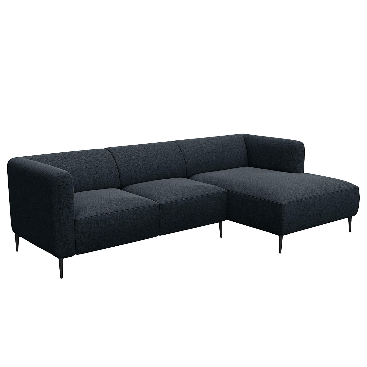 2,5-SITZER ECKSOFA mit Longchair - Schwarz/Grau, Textil/Metall (271/148cm) - home24