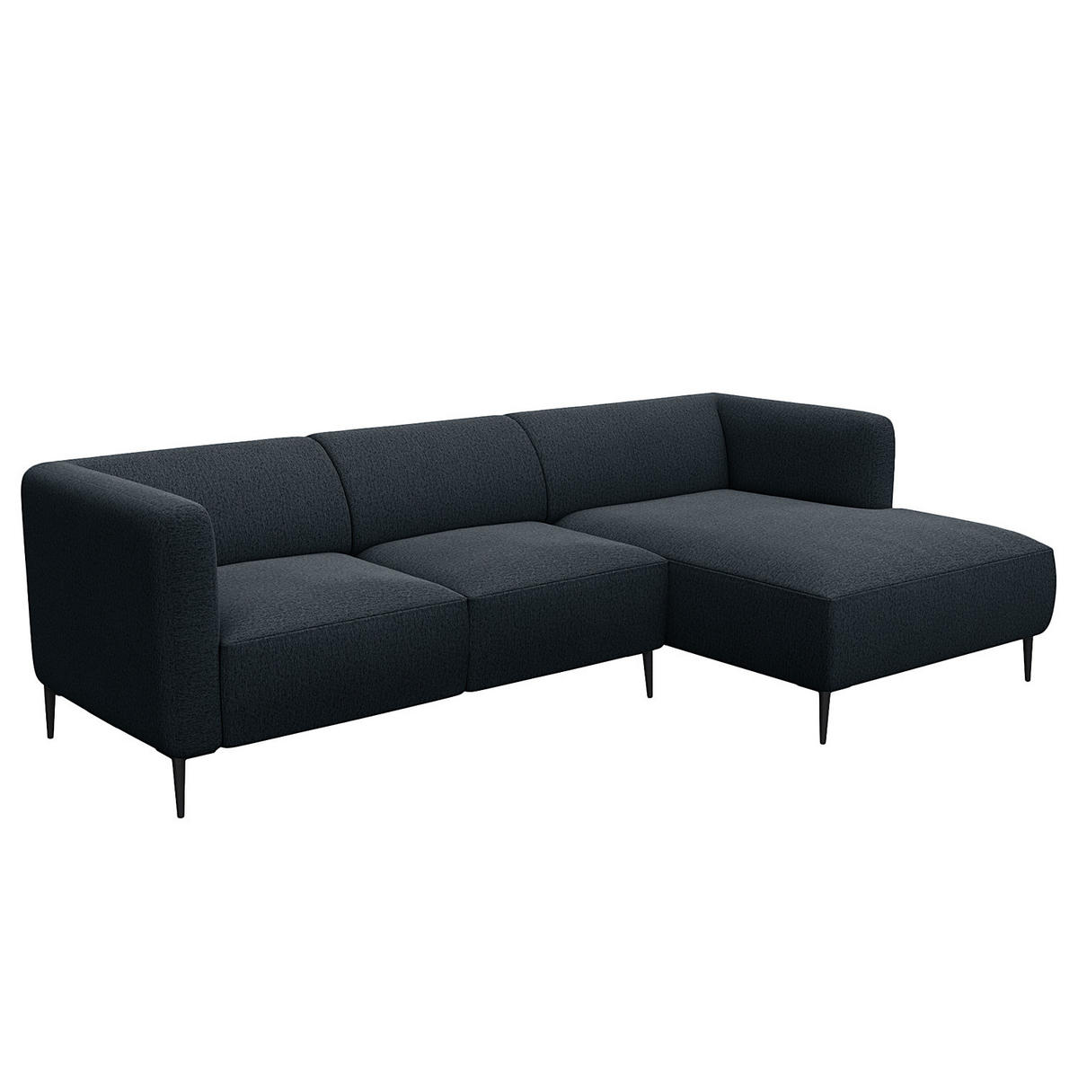 2,5-SITZER ECKSOFA mit Longchair - Schwarz/Grau, Textil/Metall (271/148cm) - home24