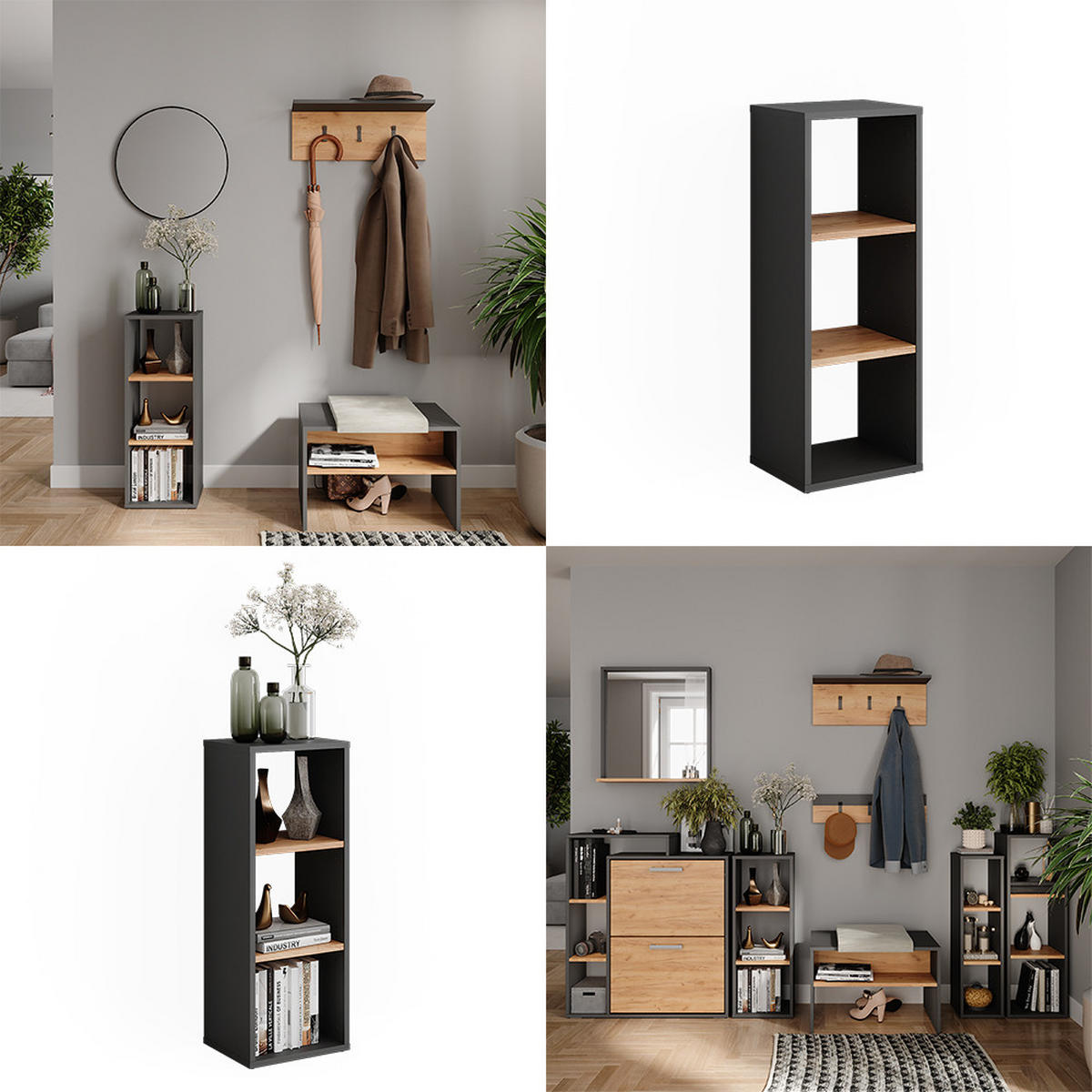 BOTNÍK Orlando Antracit/zlatý dub - medově dubová/antracitová, kompozitní dřevo (30/80.1/24cm) - Vicco