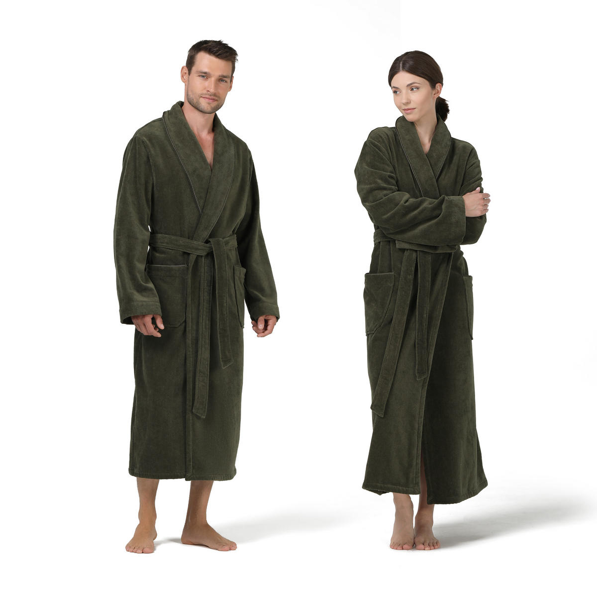 SCHALKRAGENMANTEL HOMEWEAR - Grün, Textil (XLnull) - MÖVE