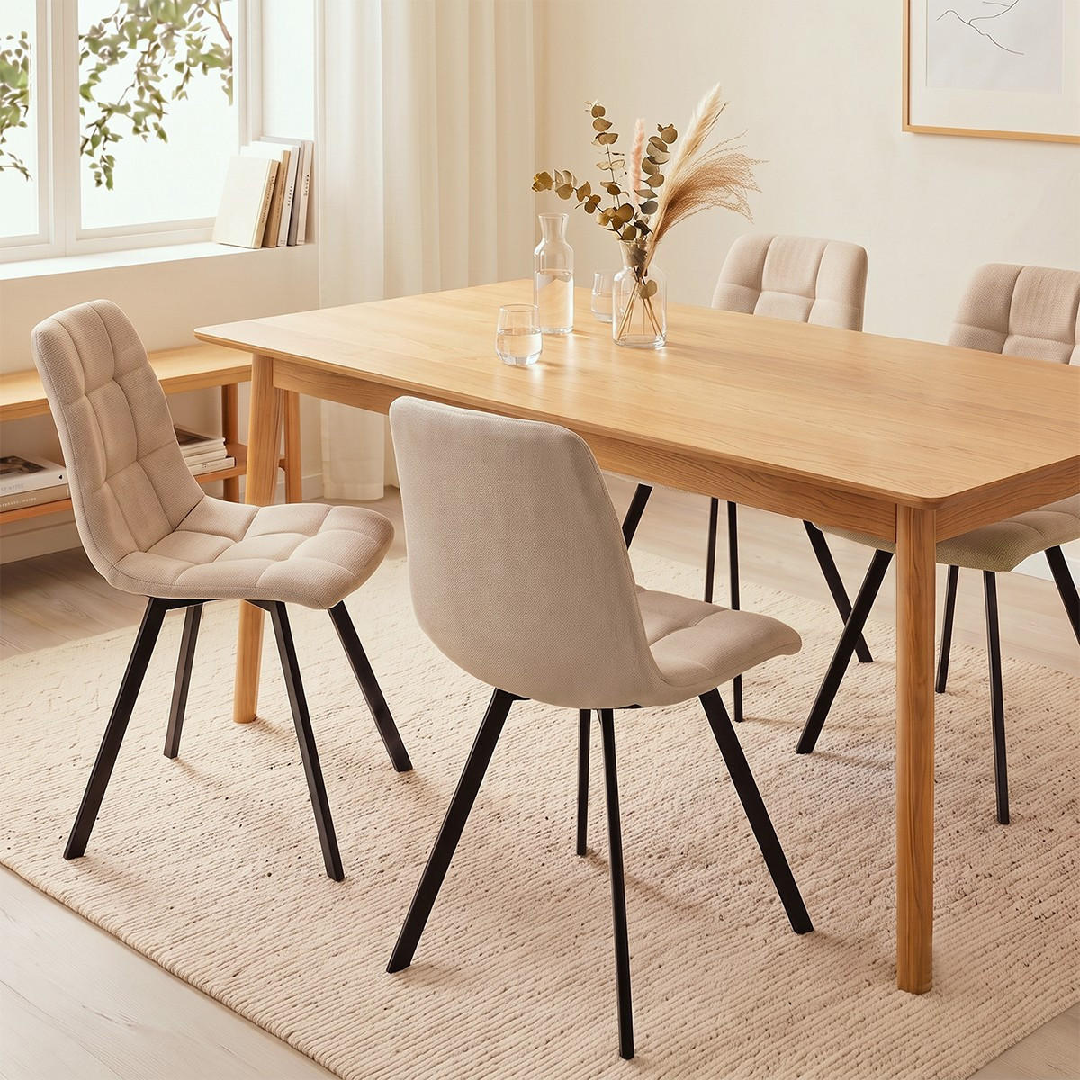 4ER-SET gepolsterte Stühle Chilli 86/55/45 cm - Beige, Holzwerkstoff (46/87/66cm) - Calicosy