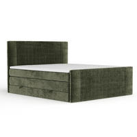 BOXSPRINGBETT Bergamo Olivenfarbe 160/200 cm - Schwarz/Olivgrün, Holz/Holzwerkstoff (160/200cm) - Maison de Reve