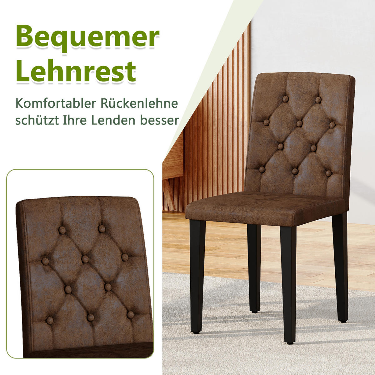ESSZIMMERSTUHL mit Rautensteppung 89 cm Velours-Optik Braun Schwarz 4er-Set - Braun, Metall (46/89/42cm) - Meubliv