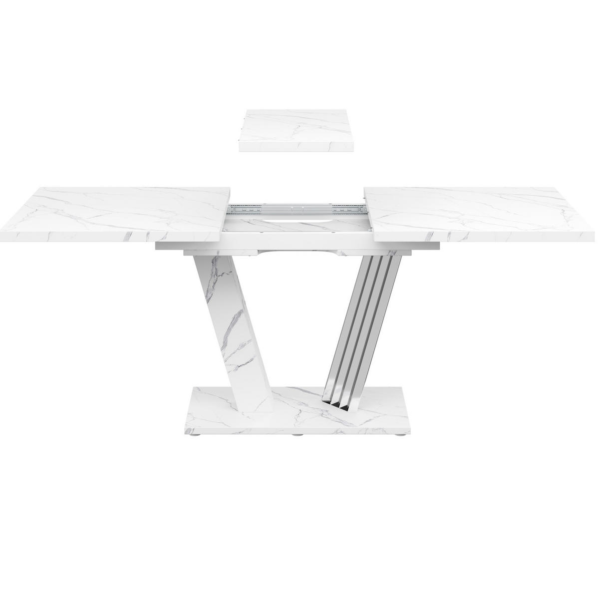 JÍDELNÍ stůl 120/160/80/76 cm bílý MDF/kov, rozkládací - bílá, kompozitní dřevo (120/80/76cm) - BEAOK