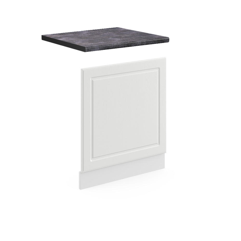 FRONTBLENDE R-Line Weiß Landhaus 60 cm, AP Anthrazit - Creme/Weiß, Holzwerkstoff (60/57.2/1.6cm) - Vicco