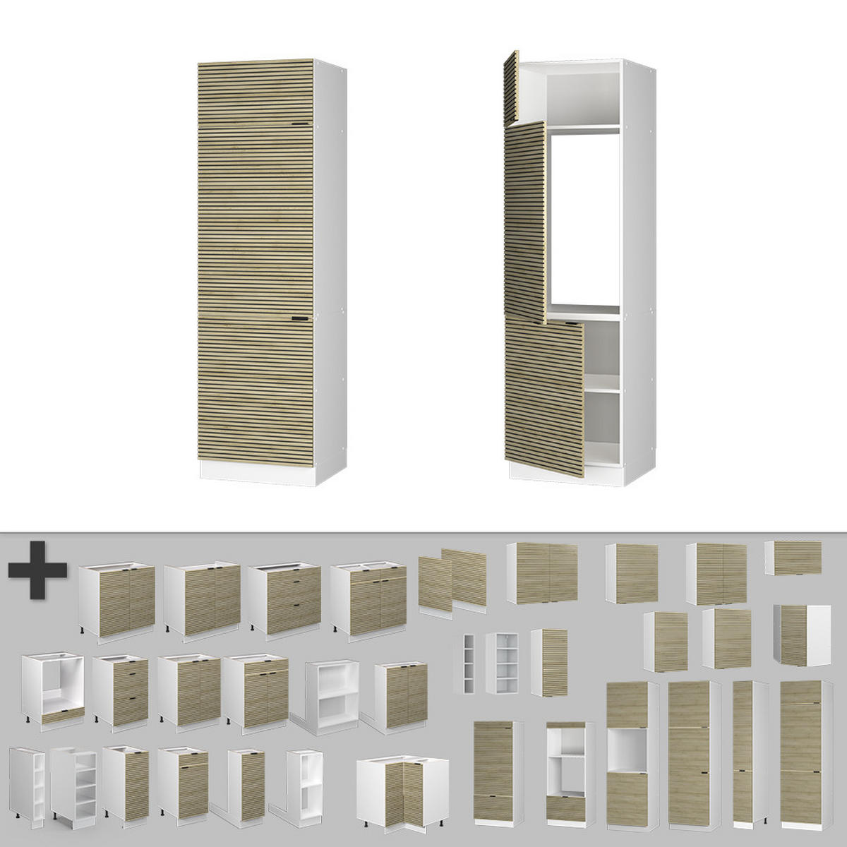 SKŘÍŇKA NA LEDNICI Fame-Line Dubový panel - bílá/barva dubu, kompozitní dřevo (60/206.8/58.1cm) - Vicco