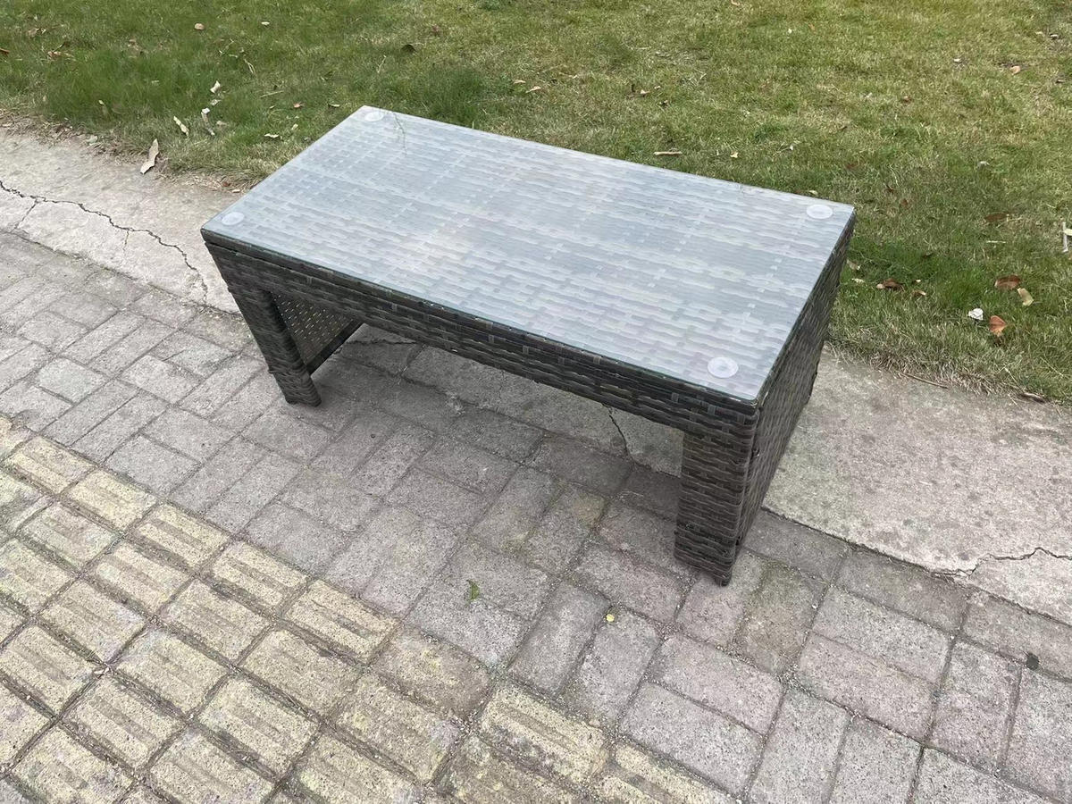 LOUNGETISCH Polyrattan - Dunkelgrau, Metall (105/50/48cm) - Fimous