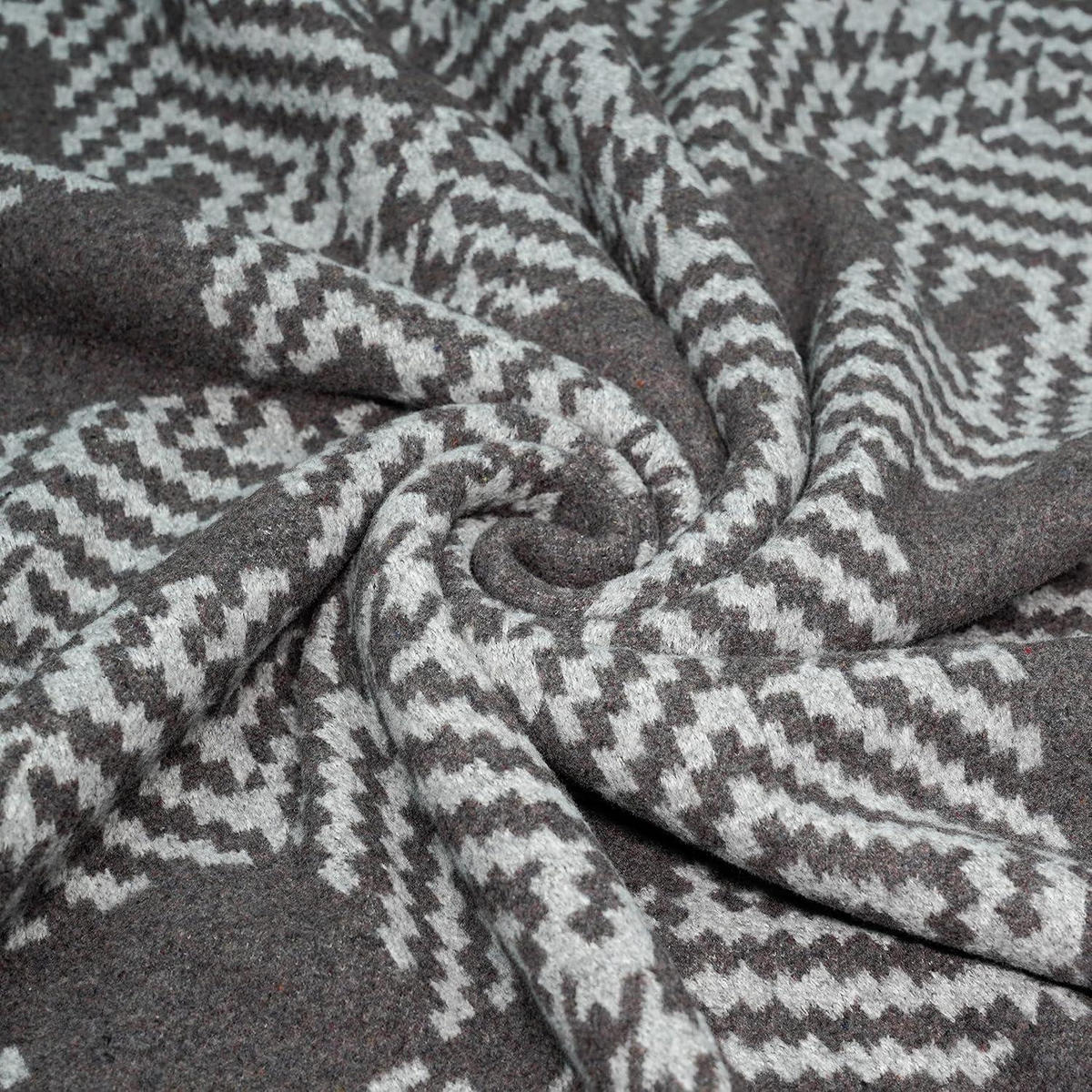 WOHNDECKE Merino 160 x 220 cm Houndstooth Grey - Multicolor, Textil (160/220cm)