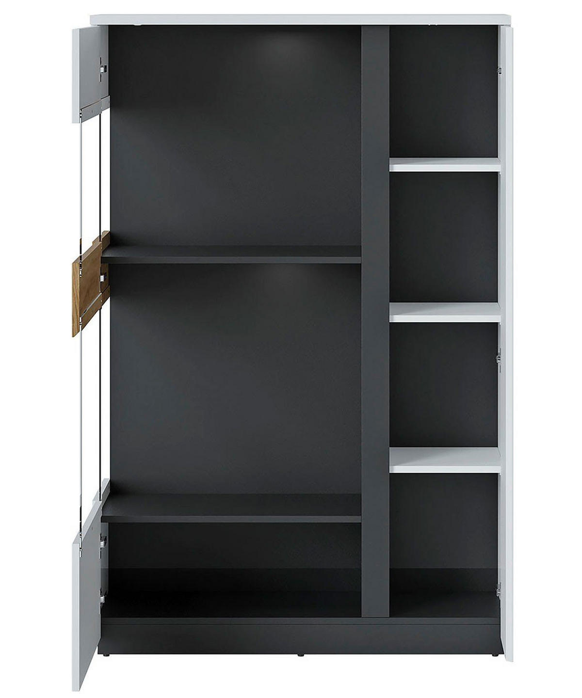 HIGHBOARD Novena weiß / schwarz / Catania Eiche 98 / 40 / 149cm - Multicolor/Schwarz, Holz/Holzwerkstoff (98/149/40cm) - Feldmann-Wohnen