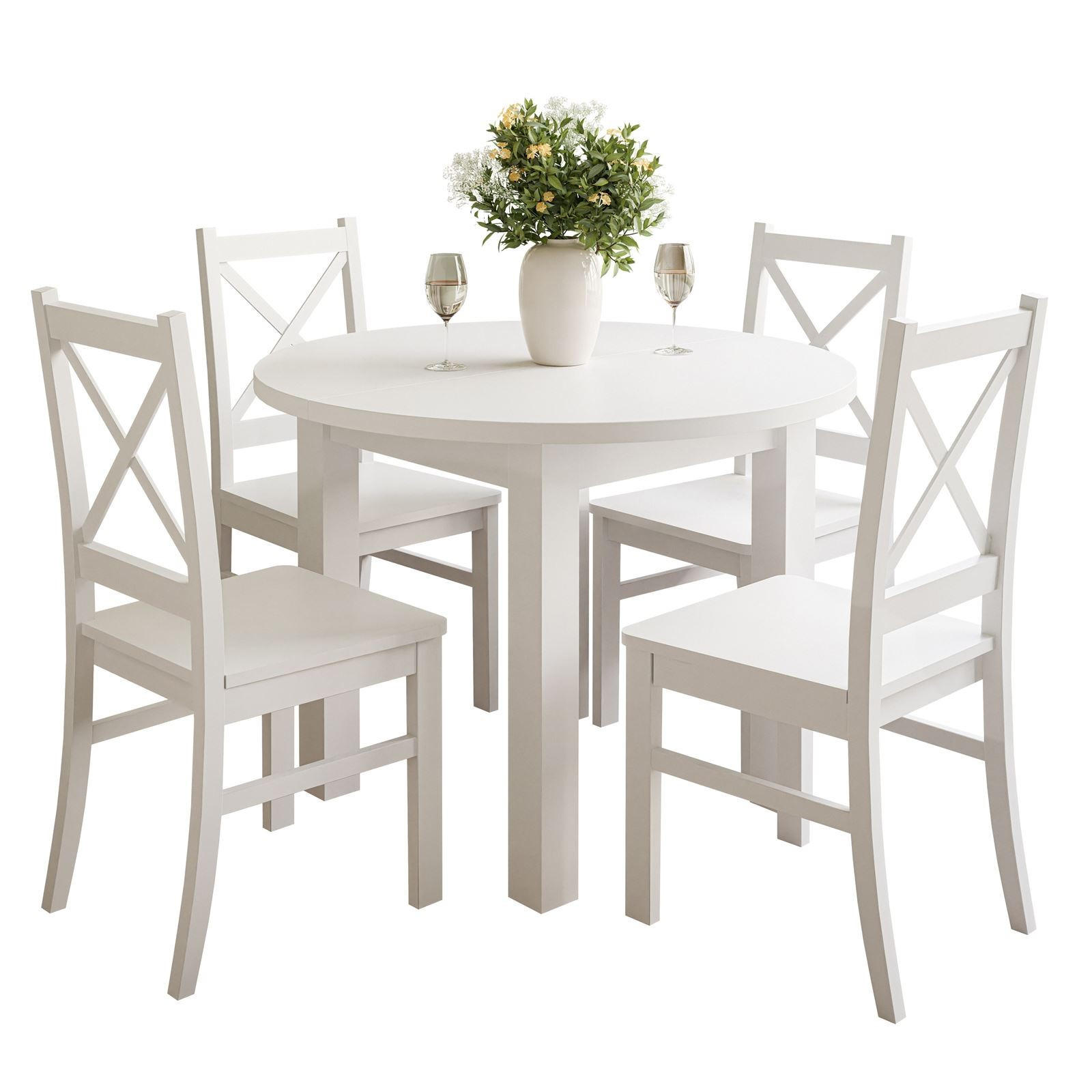 ESSZIMMERSET OLEA Tisch + 4 Stühle - Weiß, Holzwerkstoff (100/77/100cm) - Lookway