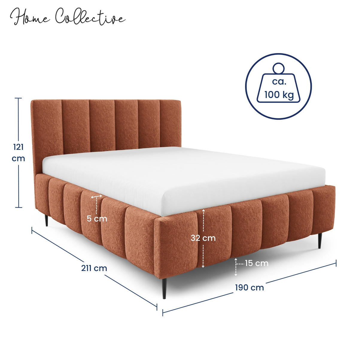 POLSTERBETT mit Bettkasten 180x200 cm in Orange - Orange, Metall (180/200cm) - Home Collective